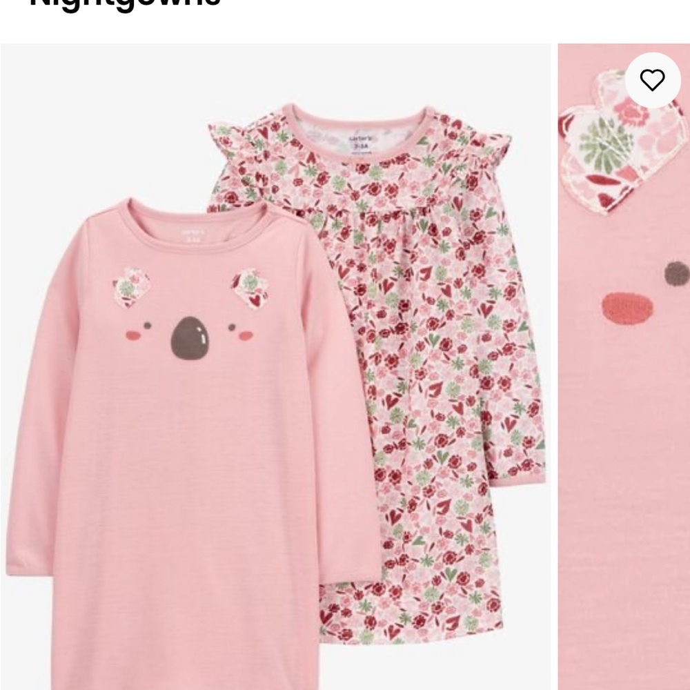 Carter's Pink and Floral Kids Nightgown Set